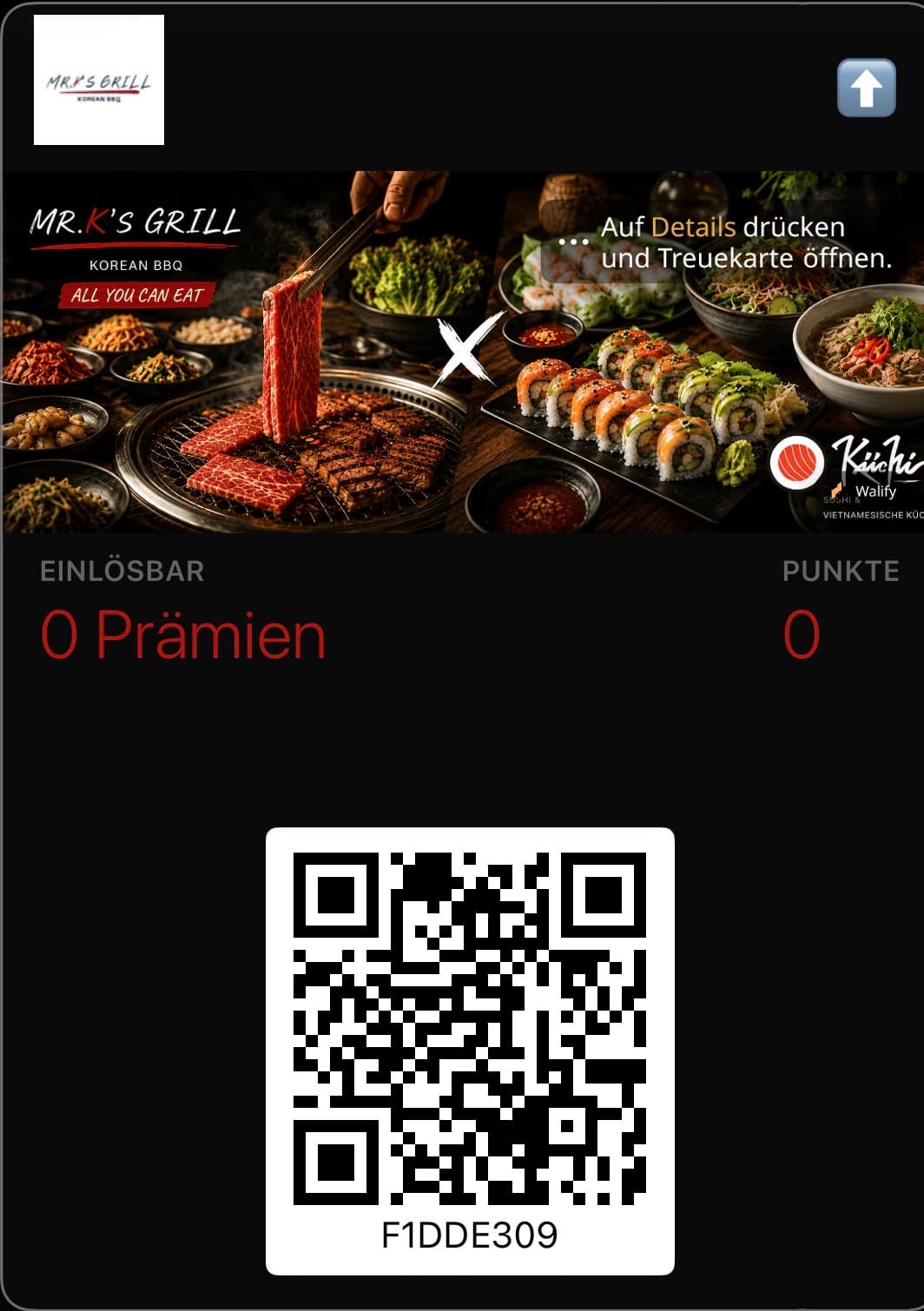 Mr. K's Grill Apple Wallet card